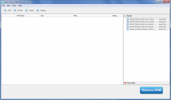 Epubor Nook DRM Removal 2.0.12.627 software screenshot