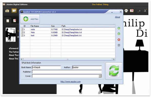 Epubor Txt2Epub Converter 1.0.1 software screenshot