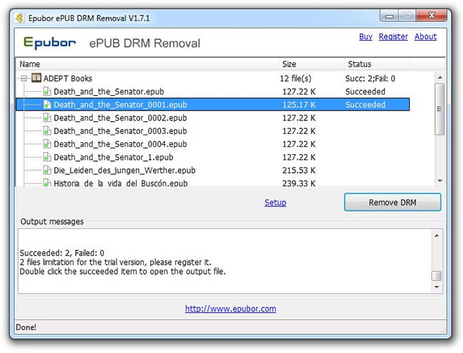 Epubor ePUB DRM Removal 2.0.12.627 software screenshot