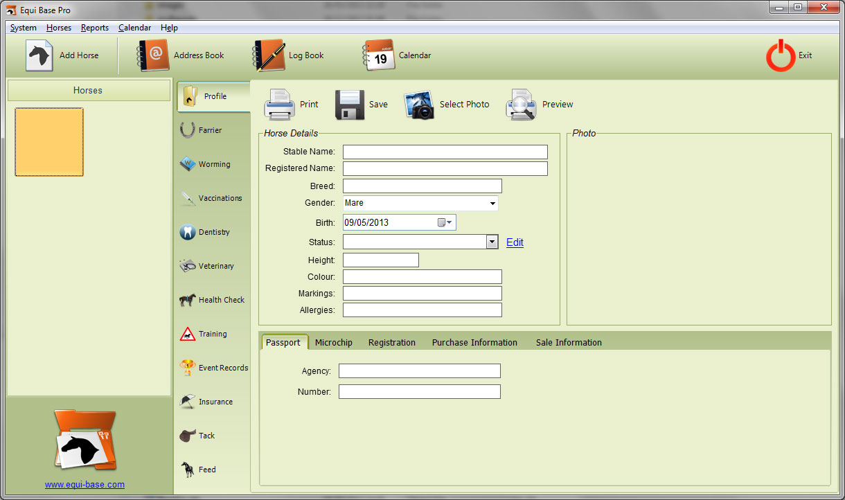 EquiBase Pro 1.7.6 software screenshot