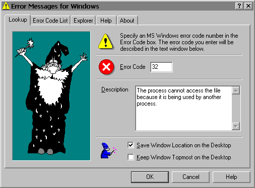 Error Messages for Windows 3.0 software screenshot