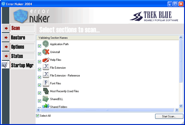 Error Nuker 01.02.07 software screenshot