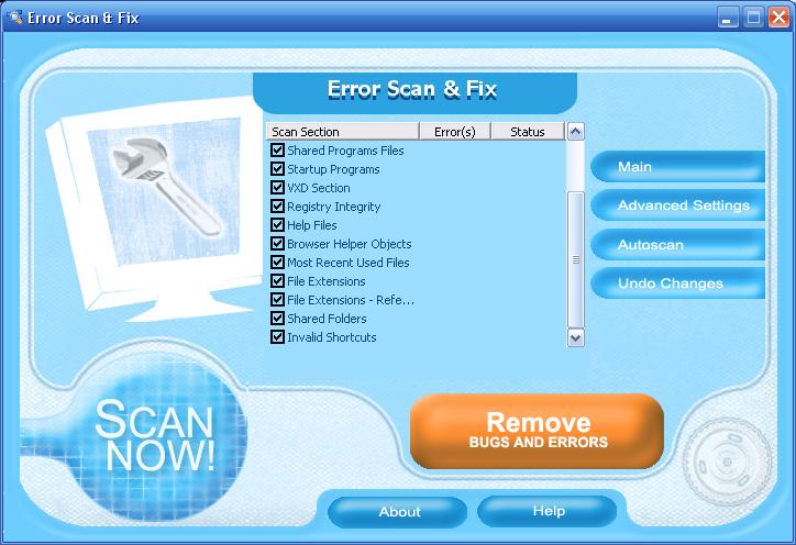 Error Scan and Fix 3.0.6 software screenshot