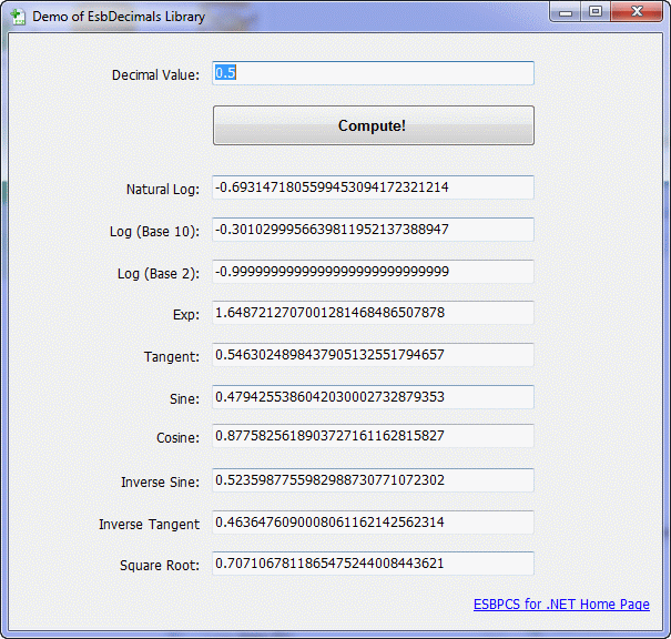 EsbDecimals 2.1 software screenshot