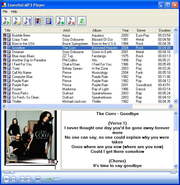 Essential MP3 Player 2.0.4 software screenshot