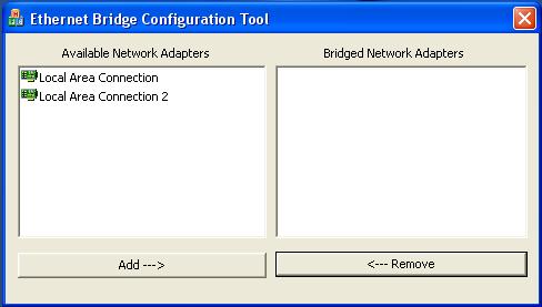 Ethernet Bridge Configuration Tool 1.0 software screenshot