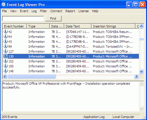 Event Log Viewer Pro 2.0 software screenshot