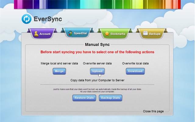 EverSync for Chrome 5.4.1 software screenshot