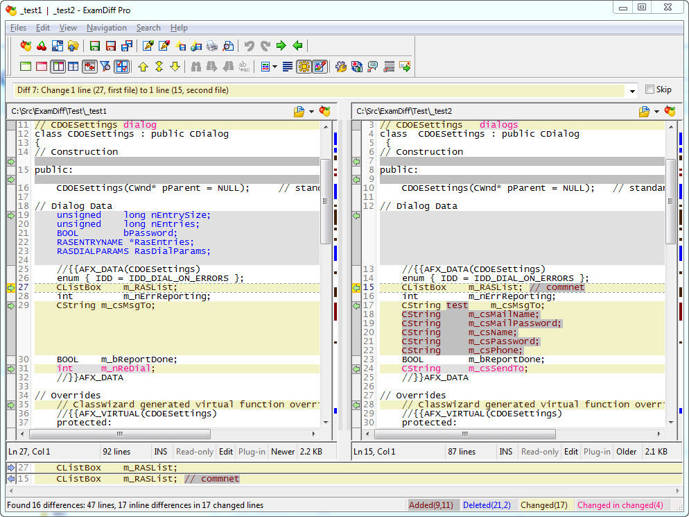 ExamDiff Pro 8.0.8.0.1.5 software screenshot