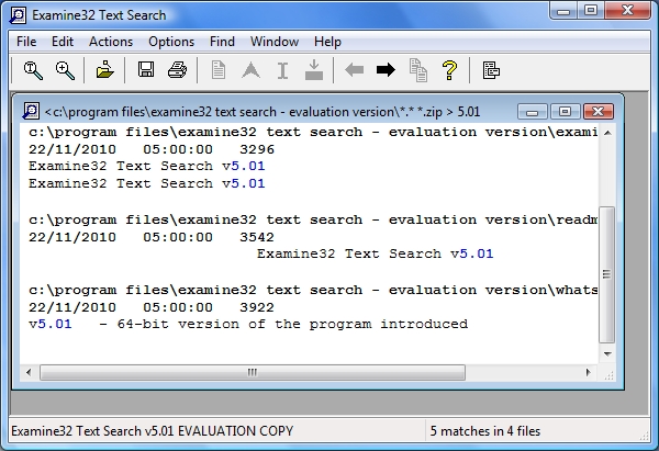 Examine32 Text Search 6.02 software screenshot