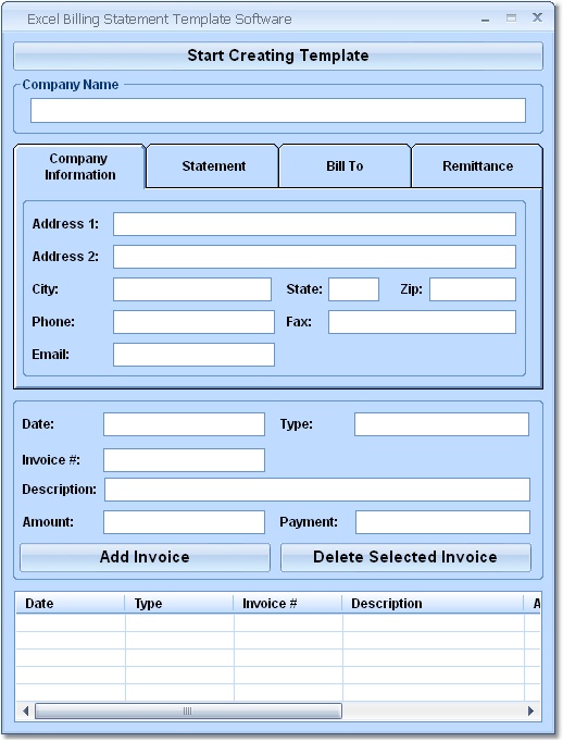 Excel Billing Statement Template Software 7.0 software screenshot