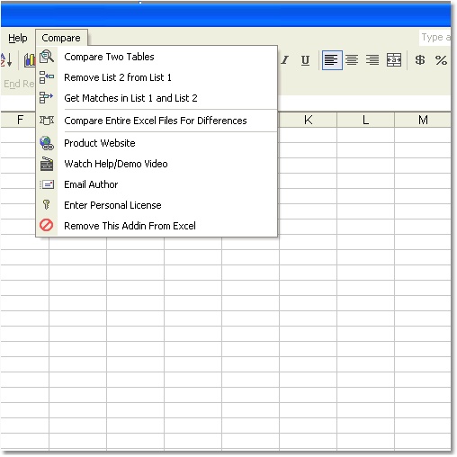 Excel Compare Data in Two Tables Software 7.0 software screenshot