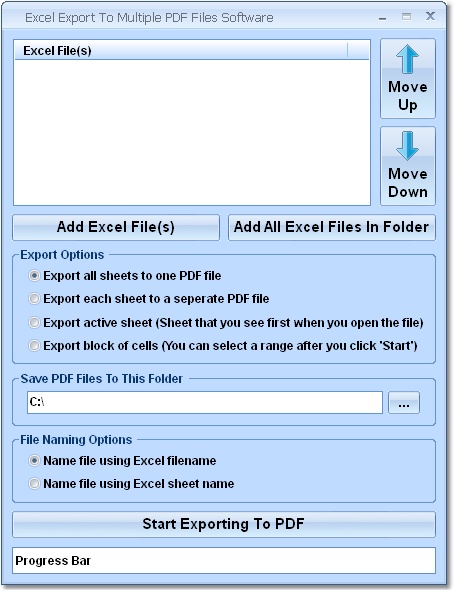 Excel Export To Multiple PDF Files Software 7.0 software screenshot