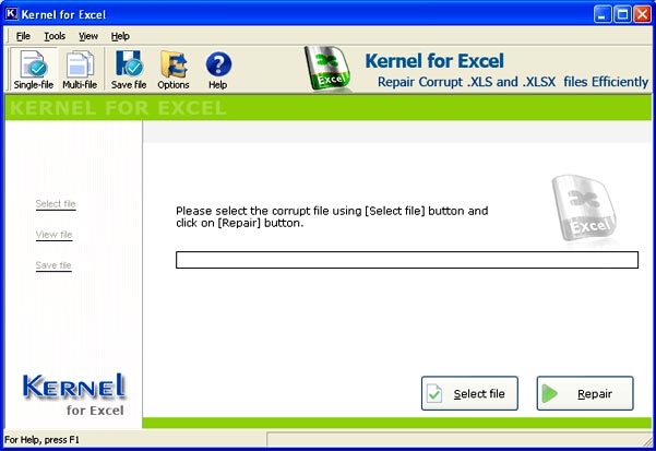 Excel File Repair 10.10.01 software screenshot