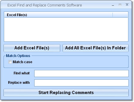 Excel Find and Replace Comments Software 7.0 software screenshot
