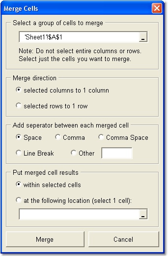 Excel Join (Merge, Combine) Multiple Cells Into One Software 7.0 software screenshot