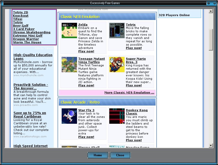 Excessively Free Internet Games 1.0 software screenshot