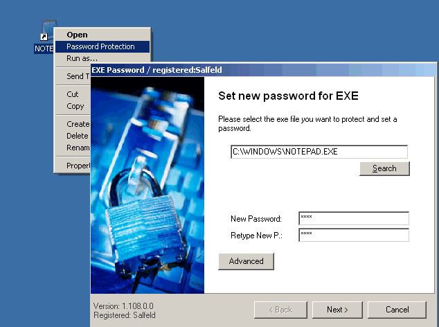 Exe Password 2004 software screenshot