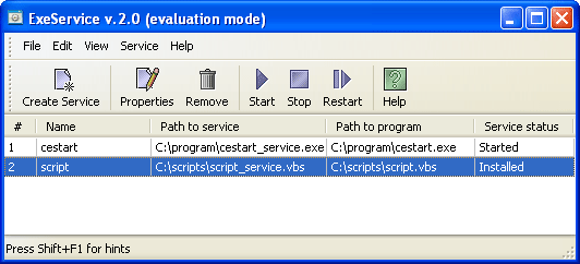 Exe To Service 2.0 software screenshot