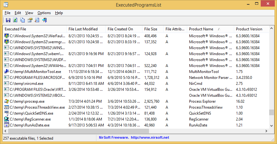 ExecutedProgramsList 1.11 software screenshot