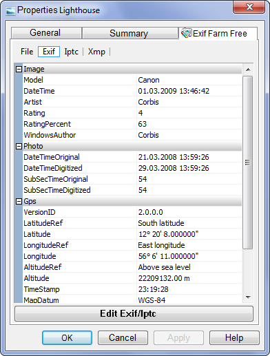 Exif Farm 2.2 software screenshot