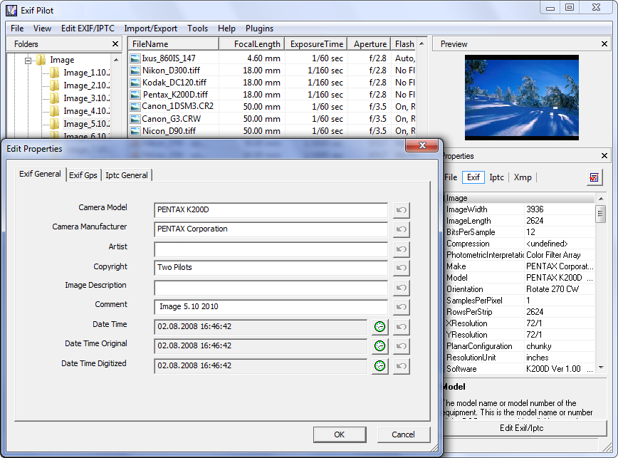 Exif Pilot 5.1.0 software screenshot