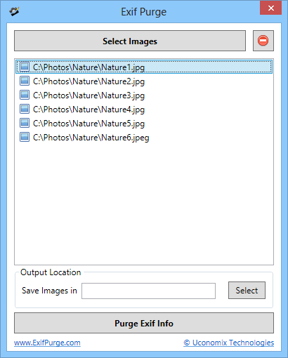 Exif Purge 1 software screenshot