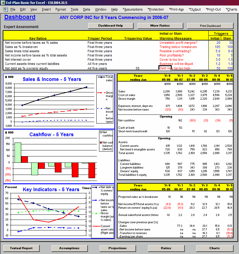 Exl-Plan Basic 2.72 software screenshot