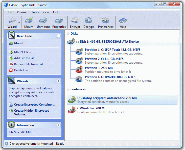 Exlade Cryptic Disk Free 4.2.15.0 software screenshot