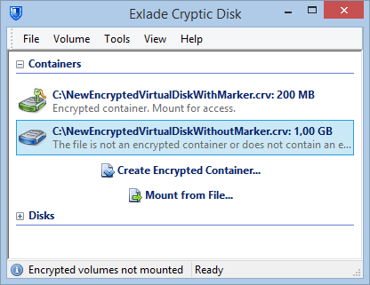 Exlade Cryptic Disk 5.2.2.0 software screenshot