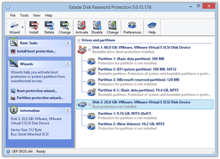 Exlade Disk Password Protection 5.2.3.0 software screenshot
