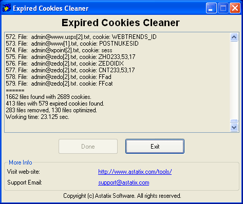 Expired Cookies Cleaner 1.02 software screenshot