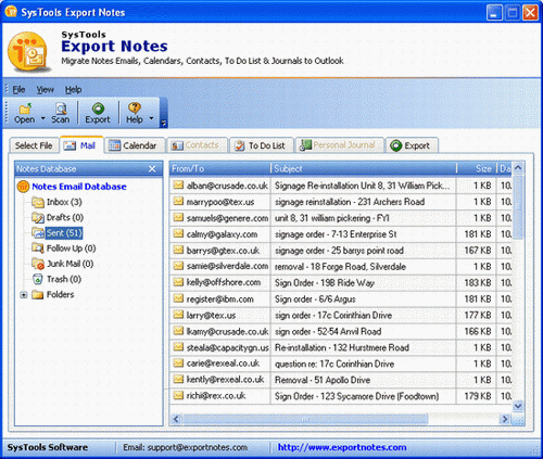 Export Notes to Outlook 8.1 software screenshot