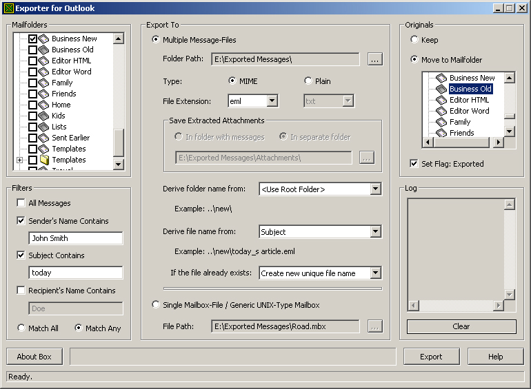 Exporter for Outlook 3.8.0.1 software screenshot