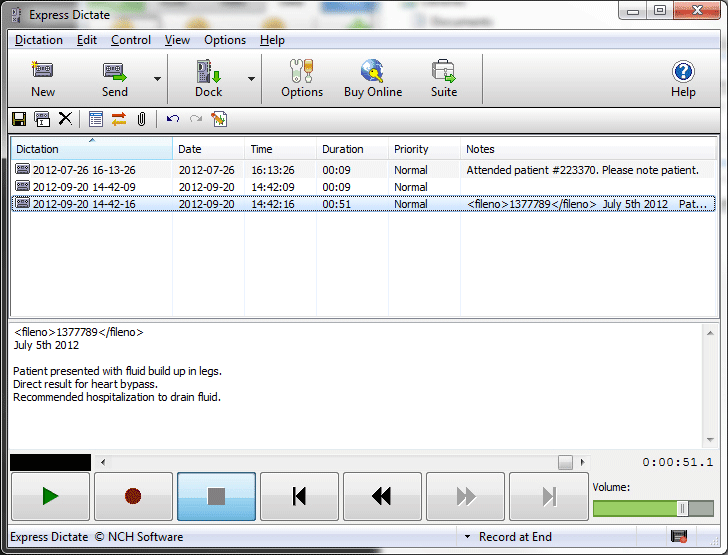 Express Dictate 5.58 software screenshot