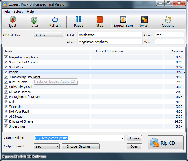 Express Rip 1.96 software screenshot