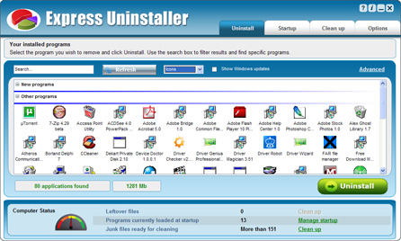 Express Uninstaller 2.2 software screenshot