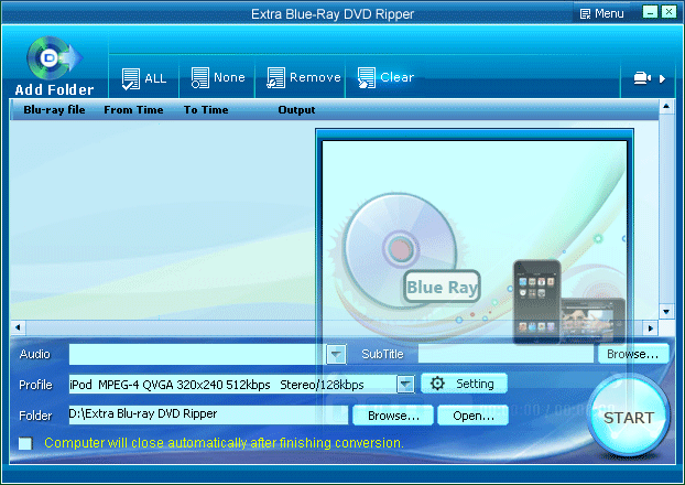 Extra Blu-ray DVD Ripper 7.10 software screenshot