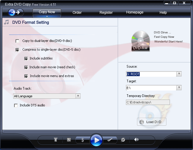 Extra DVD Copy Free 8.21 software screenshot