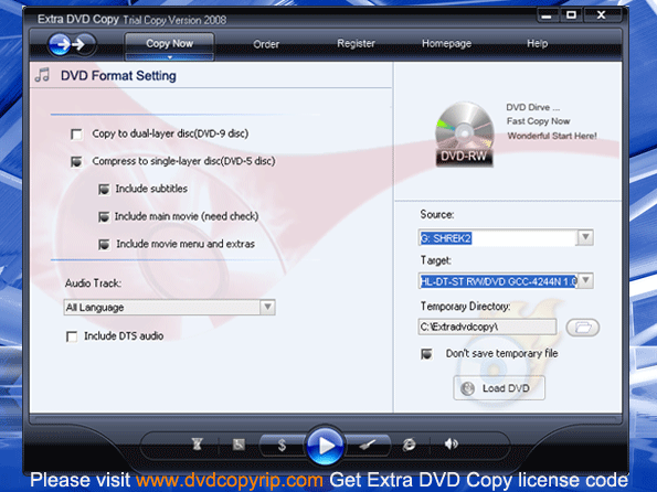 Extra DVD Copy 8.25 software screenshot