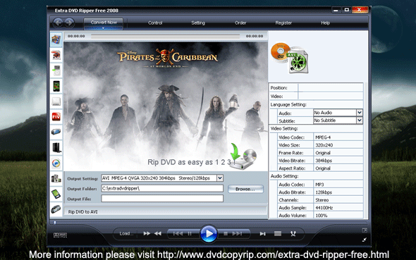 Extra DVD Ripper Free 8.21 software screenshot