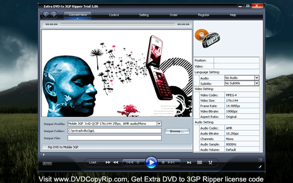 Extra DVD to 3GP Ripper 8.21 software screenshot