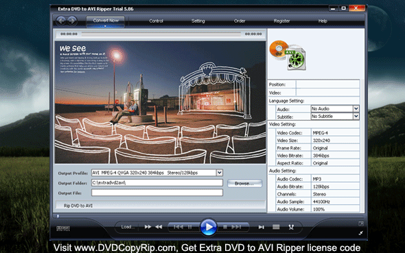 Extra DVD to AVI Ripper 8.2 software screenshot