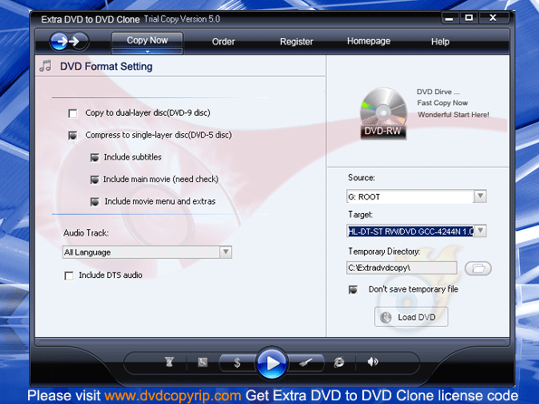 Extra DVD to DVD Clone 8.22 software screenshot