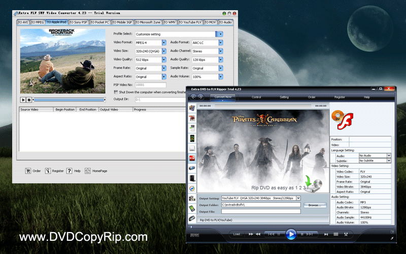 Extra DVD to FLV + FLV Video Converter 8.21 software screenshot