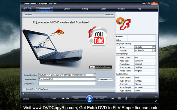 Extra DVD to FLV Ripper 8.21 software screenshot