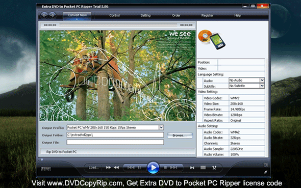 Extra DVD to Pocket PC Ripper 8.24 software screenshot