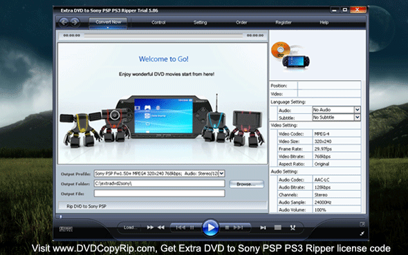 Extra DVD to Sony PSP PS3 Ripper 8.25 software screenshot