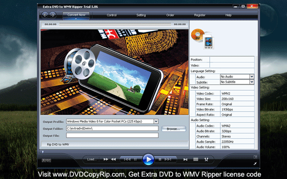 Extra DVD to WMV Ripper 8.25 software screenshot
