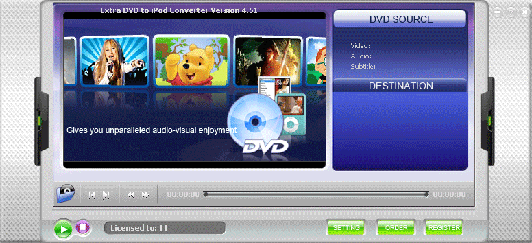 Extra DVD to iPod Converter 8.24 software screenshot